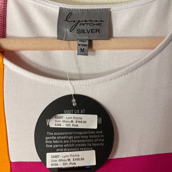 🔥 Lynne Richie Silver | Pink/Orange/White Color Block Swing Dress Medium - Picture 3 of 5